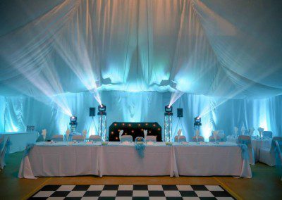 Wedding Disco setup in baby blue (cyan)