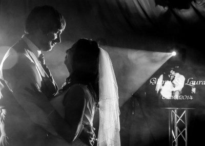 First dance with Tvs in the background