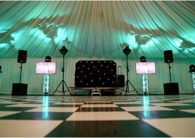 Wedding disco setup with TVs