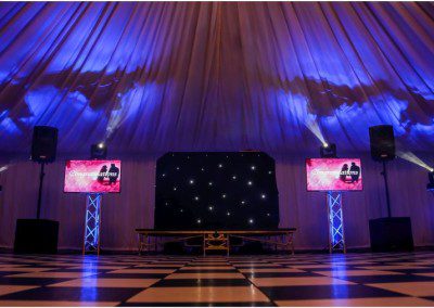 Wedding disco setup with TVs